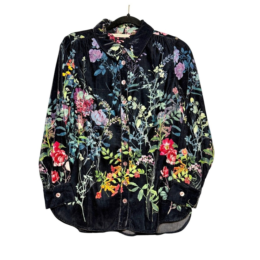 Soft Surroundings Whimsical Button Up Shirt Women Size S‎ Forest Fairy Boho Goth